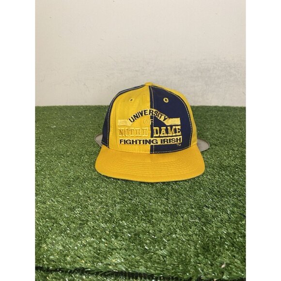 Vintage Notre Dame Fighting Irish hat cap snap back blue gold P Cap 90s mens - Picture 1 of 9